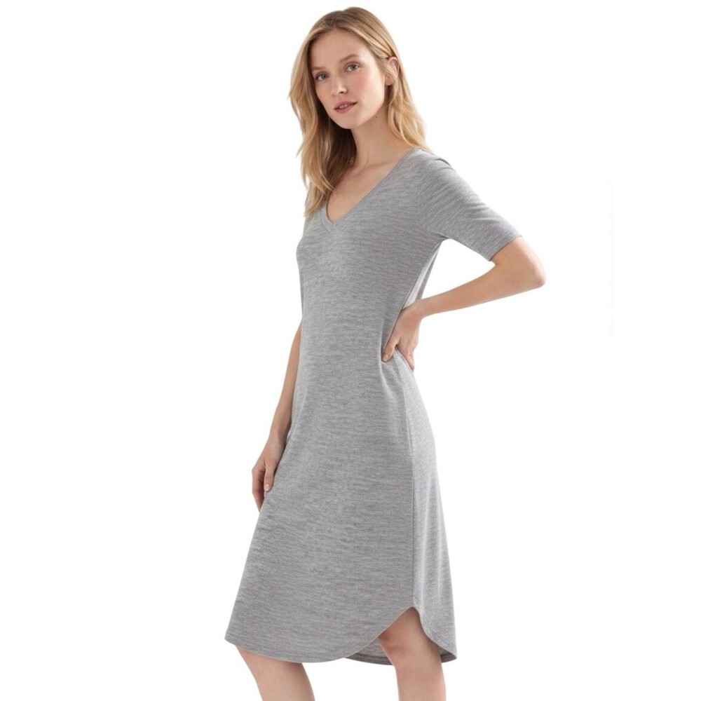 🔃Gap Light Gray V Neck Soft Spun Knit Midi Dress